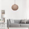 Handmade Jute Chandelier, Cream Color, 34 cm Cap Length, 38 cm Diameter, Adjustable Cable, Total Height 70 cm, E27 Max 40W | Scandinavian Solid Color Design