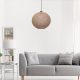 Handmade Jute Chandelier, Cream Color, 34 cm Cap Length, 38 cm Diameter, Adjustable Cable, Total Height 70 cm, E27 Max 40W | Scandinavian Solid Color Design