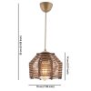 Elegant Wooden Chandelier with Replica Bamboo Cap, 55 cm Height, Adjustable Cable, E27 Socket, CE Certified, Brown Finish | Perfect for Modern Spaces