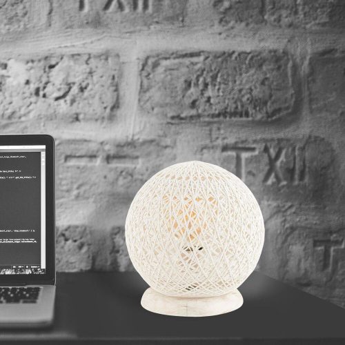 Scandinavian Style Table Lamp, White, 25 x 25 cm, Height: 23 cm | ABS Base, Jute Cap, On/Off Switch, E27 Socket, CE Certified | Elegant & Modern Design