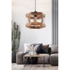 Elegant Wooden Chandelier, Brown, 26 x 30 cm Cap, 65 cm Height | Adjustable Cable, E27 Socket, Max 40W | CE Certified, Perfect for Modern Spaces