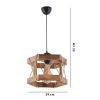 Elegant Wooden Chandelier, Brown, 26 x 30 cm Cap, 65 cm Height | Adjustable Cable, E27 Socket, Max 40W | CE Certified, Perfect for Modern Spaces