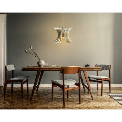 Elegant White Sphere Chandelier, Adjustable Height 60 cm, MDF Body, E27 Socket Max 40W | Scandinavian Design for Modern Home Décor