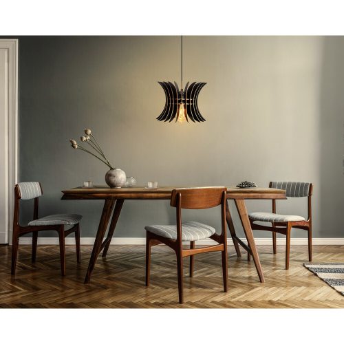 Elegant Black Sphere Chandelier, Adjustable Height 60 cm, MDF Body, E27 Socket Max 40W | Modern Scandinavian Design for Stylish Interiors