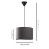 Stylish Anthracite Chandelier, Metal Body, Cotton Cap (30x30x18 cm), Total Height 65 cm, E27 Socket Max 40W, CE Certified | Elegant Lighting for Modern Spaces