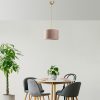 Elegant Beige Chandelier with Metal Body, 30x30 cm Cotton Cap, 65 cm Total Height, CE Certified, E27 Socket, Max 40W | Perfect for Modern Decor
