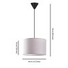 Elegant Grey Chandelier, Metal Body, 30x30 cm Cotton Cap, 65 cm Total Height, CE Certified, E27 Socket Max 40W | Perfect for Modern Interiors
