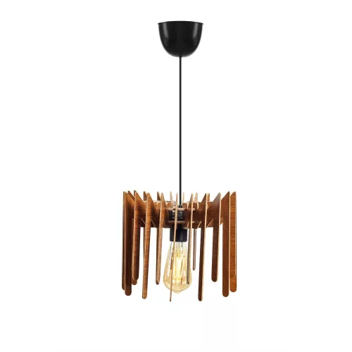 Opviq, 390FLH1552, Scandinavian zigzag chandelier, walnut MDF, 55 cm high, E27 socket, adjustable cable, stylish lighting for modern home decoration | 40W max