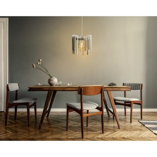 Elegant ZigZag Chandelier, White MDF, 55 cm Height | Adjustable Cable, E27 Socket, Max 40W | Perfect for Scandinavian Home Decor & Modern Spaces