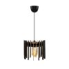 Stylish ZigZag Chandelier, Black MDF Body, 20 cm Cap Length, 23 cm Diameter, Adjustable Cable, 55 cm Height, E27 Socket, Scandinavian Design