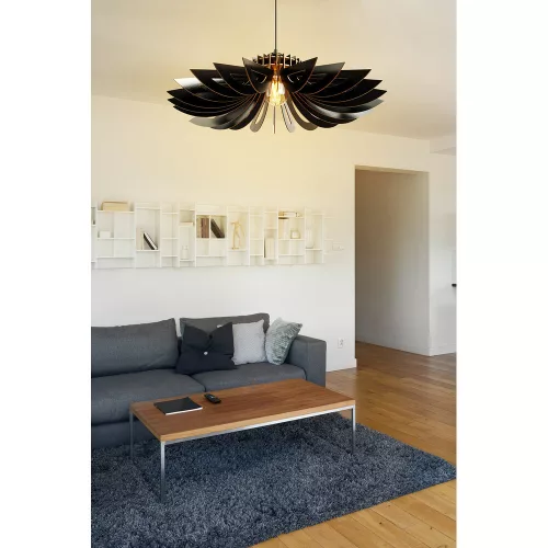 Opviq, 390FLH1557, Elegant black daisy chandelier, adjustable height 45 cm, MDF housing 3 mm, E27 socket Max 40W | Scandinavian design for modern spaces