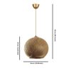 Handmade Jute Chandelier, Gold & Brown, 34 cm Cap, 70 cm Height, Adjustable Cable, E27 Max 40W | Elegant Lighting for Modern Spaces, Unique Design