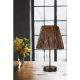 Stylish Table Lamp with Metal Base & Imitation Bamboo Cap, 45 cm Height, 25x25 cm Cap | On/Off Switch, CE Certified, E27 Max 40W | Black & Rose Gold Design