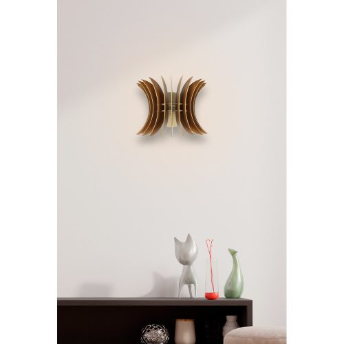 Elegant Walnut Wall Lamp, MDF Body (3 mm), Wing Sconce, 20x28x20 cm, E27 Max 40W | Stylish Lighting for Modern Home Decor & Ambiance