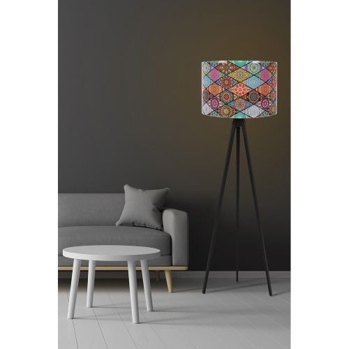 Stylish Ethnic Floor Lamp, 145 cm Height, MDF Body, Polypropylene Cap (25 cm), E27 Socket, CE Certified | Perfect for Southwestern & Mandala Decor