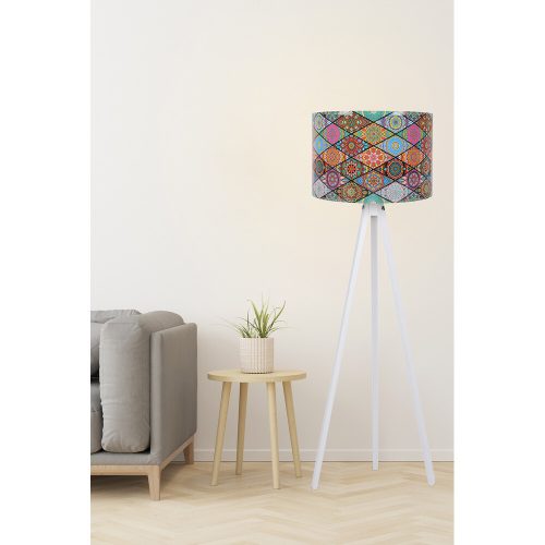 Opviq, 390FLH1128, Stylish ethnic floor lamp, 145 cm high, MDF housing, polypropylene cap (25 cm), E27 socket, CE certification | Perfect for Southwestern and Mandala decor