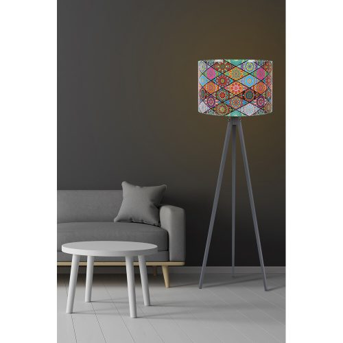 Stylish Ethnic Floor Lamp, 145 cm Height, MDF Body, Polypropylene Cap (25 cm), E27 Socket, CE Certified | Perfect for Southwestern & Mandala Decor