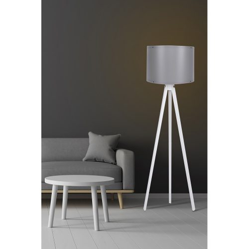 Scandinavian Floor Lamp, Grey & White, 145 cm Height | MDF Body, E27 Socket, 40W Max | Stylish Design with 200 cm Cable & On/Off Switch | CE Certified
