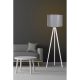 Scandinavian Floor Lamp, Grey & White, 145 cm Height | MDF Body, E27 Socket, 40W Max | Stylish Design with 200 cm Cable & On/Off Switch | CE Certified