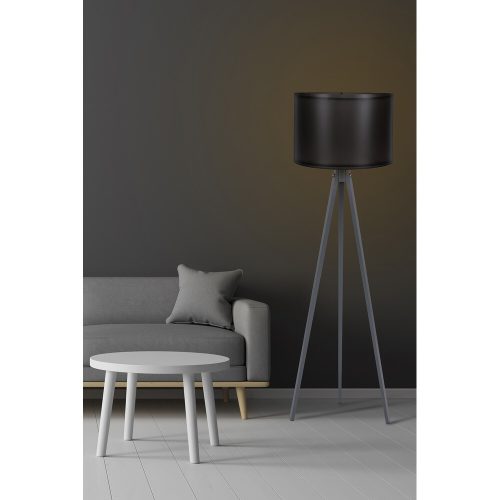 Industrial Scandinavian Floor Lamp, Black & Grey, 145 cm Height | MDF Body, Polypropylene Cap, E27 Socket, CE Certified | Stylish Lighting for Modern Spaces