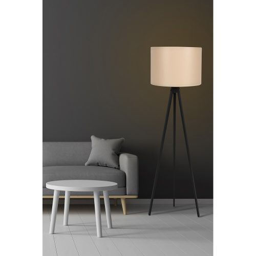 Scandinavian Floor Lamp, Cream & Black, 145 cm Height | MDF Body, E27 Socket, 40W Max | Stylish Design with On/Off Switch, Perfect for Modern Spaces