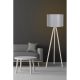 Scandinavian Floor Lamp, Cream & Grey, 145 cm Height | MDF Body, E27 Socket, 40W Max | Stylish Design with On/Off Switch, Perfect for Modern Spaces