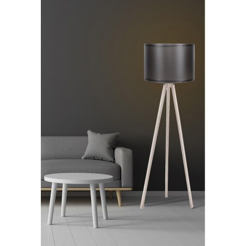 Scandinavian Floor Lamp, Black & Cream, 145 cm Height | MDF Body, E27 Socket, 200 cm Cable, Stylish Design for Modern Living Spaces | CE Certified