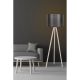 Scandinavian Floor Lamp, Black & Cream, 145 cm Height | MDF Body, E27 Socket, 200 cm Cable, Stylish Design for Modern Living Spaces | CE Certified