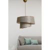 Scandinavian Chandelier, Metal Body with Fabric Cap (32x32 cm, Height: 20 cm), Beige & Gold, CE Certified, E27 Max 40W | Elegant Lighting for Modern Spaces