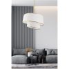 Elegant Metal Chandelier with Fabric Cap, White & Gold, 70 cm Height | CE Certified, E27 Socket, Perfect for Modern Living Spaces & Dining Areas