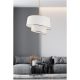 Elegant Metal Chandelier with Fabric Cap, White & Gold, 70 cm Height | CE Certified, E27 Socket, Perfect for Modern Living Spaces & Dining Areas