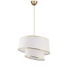 Elegant Metal Chandelier with Fabric Cap, White & Gold, 70 cm Height | CE Certified, E27 Socket, Perfect for Modern Living Spaces & Dining Areas