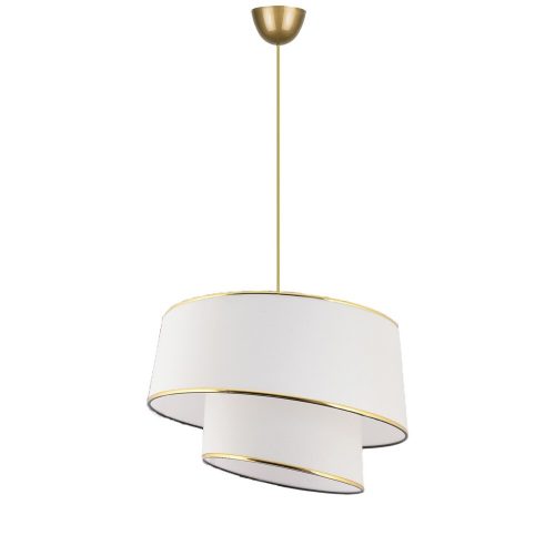 Opviq, 390FLH1840, Elegant metal chandelier with fabric cap, white and gold, height 70 cm | CE certified E27 socket, perfect for modern living spaces and dining rooms