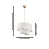 Elegant Metal Chandelier with Fabric Cap, White & Gold, 70 cm Height | CE Certified, E27 Socket, Perfect for Modern Living Spaces & Dining Areas