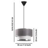 Stylish Metal Chandelier, Grey & Silver, 65 cm Height | CE Certified, E27 Socket, 30 cm Diameter Cotton Cap | Perfect for Modern Living Spaces