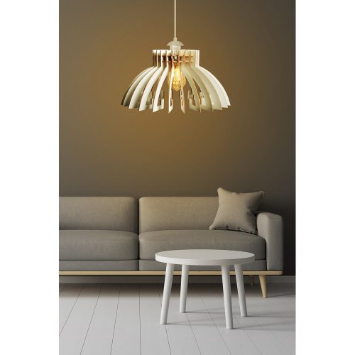 Elegant White Big Crown Chandelier, Adjustable Height 65 cm, MDF Body 3 mm, E27 Socket Max 40W | Scandinavian Design for Modern Spaces