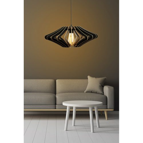 Elegant Black Big Angel Chandelier, MDF Body, 22 cm Cap Length, 59 cm Diameter, Adjustable Cable, E27 Max 40W | Scandinavian Design for Modern Spaces