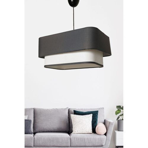 Stylish Chandelier with Metal Body & Jute Cap, 70 cm Height, E27 Socket (Max 40W), Anthracite & White | CE Certified, Perfect for Modern Spaces