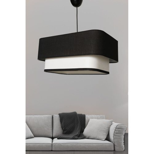 Elegant Black & White Chandelier, Metal Body with Jute Cap, 70 cm Height, E27 Socket (Max 40W) | CE Certified | Perfect for Modern Decor