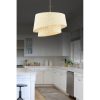 Elegant Cream Chandelier with Metal Body, Fabric Cap (32x32 cm, Height: 20 cm), Total Height: 65 cm, E27 Socket, CE Certified | Perfect for Modern Decor