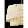 Elegant Cream Chandelier with Metal Body, Fabric Cap (32x32 cm, Height: 20 cm), Total Height: 65 cm, E27 Socket, CE Certified | Perfect for Modern Decor