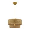 Elegant Beige Chandelier, Metal Body, Cotton Cap (30x30 cm, Height: 20 cm), Total Height: 65 cm, E27 Socket, CE Certified | Perfect for Modern Spaces