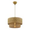 Elegant Beige Chandelier, Metal Body, Cotton Cap (30x30 cm, Height: 20 cm), Total Height: 65 cm, E27 Socket, CE Certified | Perfect for Modern Spaces