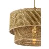 Elegant Beige Chandelier, Metal Body, Cotton Cap (30x30 cm, Height: 20 cm), Total Height: 65 cm, E27 Socket, CE Certified | Perfect for Modern Spaces