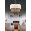 Elegant Metal Chandelier with Cotton Cap, Beige & White, 65 cm Total Height | CE Certified, E27 Socket, Perfect for Modern Home Décor & Lighting