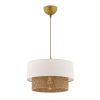 Elegant Metal Chandelier with Cotton Cap, Beige & White, 65 cm Total Height | CE Certified, E27 Socket, Perfect for Modern Home Décor & Lighting
