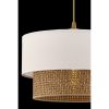 Elegant Metal Chandelier with Cotton Cap, Beige & White, 65 cm Total Height | CE Certified, E27 Socket, Perfect for Modern Home Décor & Lighting
