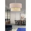 Elegant Chandelier with Metal Body, Cream & Beige Cotton Cap (30x30 cm, 20 cm Height) | CE Certified, E27 Socket, Total Height 65 cm | Stylish Lighting for Home Decor