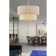 Elegant Chandelier with Metal Body, Cream & Beige Cotton Cap (30x30 cm, 20 cm Height) | CE Certified, E27 Socket, Total Height 65 cm | Stylish Lighting for Home Decor
