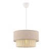 Elegant Chandelier with Metal Body, Cream & Beige Cotton Cap (30x30 cm, 20 cm Height) | CE Certified, E27 Socket, Total Height 65 cm | Stylish Lighting for Home Decor